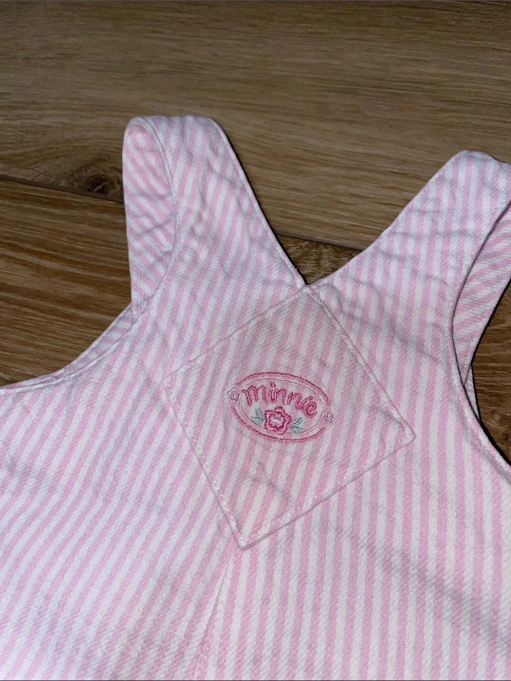 The Disney Store Mickey & Minnie Pink Striped Overalls 6m